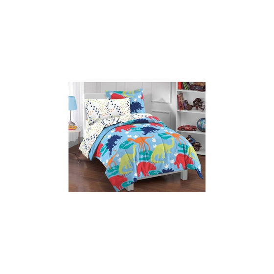 dream FACTORY Dinosaur Prints Boys Comforter Set, Multi-Colored, Twin