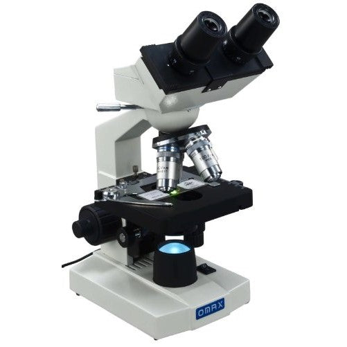 OMAX 40X-2000X Lab LED Binocular Compound Microscope with Double Layer Mechanical Stage and Coaxial Coarse/Fine Focusing Knob