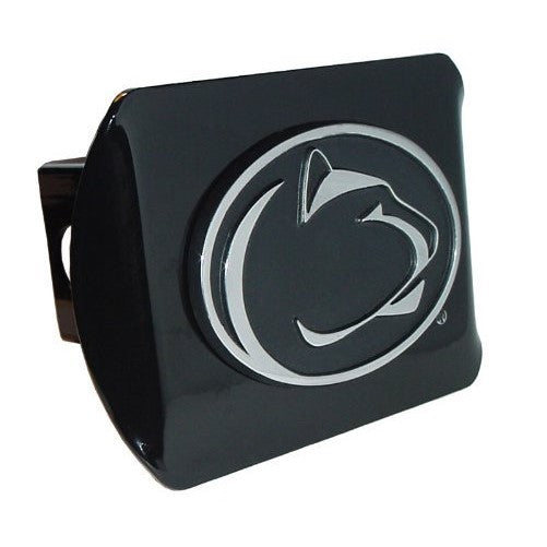 Penn State Nittany Lions Black Metal Trailer Hitch Cover with Chrome Metal Logo (For 2" Receivers)