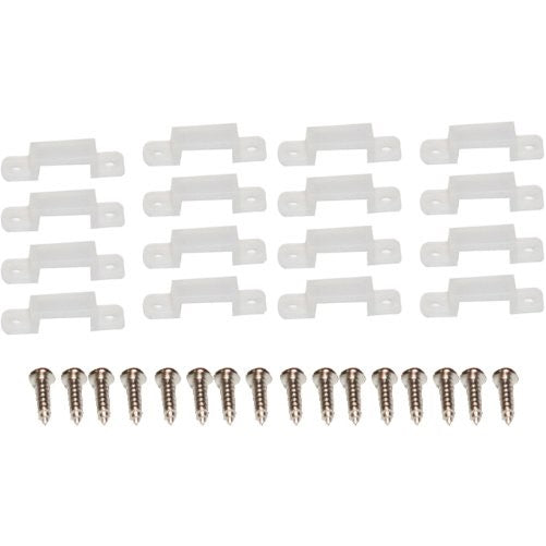 American Lighting TL-Clips LED Mounting Clips with Screws for LED FlexForm Tape Light, Clear, 16-Pack