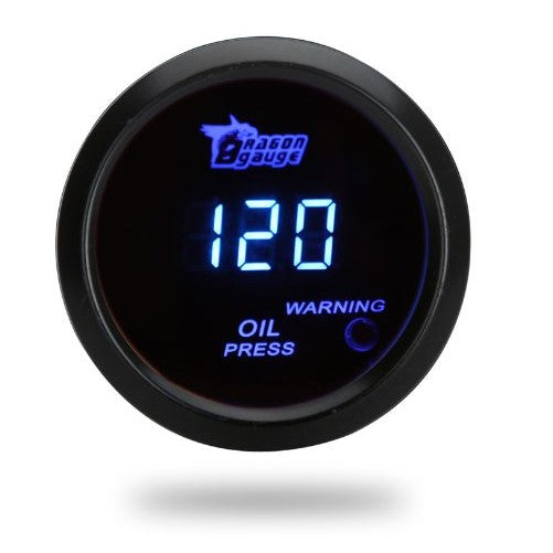 Docooler Digital Oil Pressure Meter Gauge with Sensor for Auto Car 52mm 2in LCD 0120PSI Warning Light Black