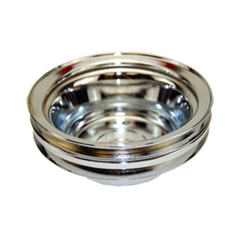 SBC Chevy 283-350 Chrome Steel LWP Double Groove Crankshaft Pulley