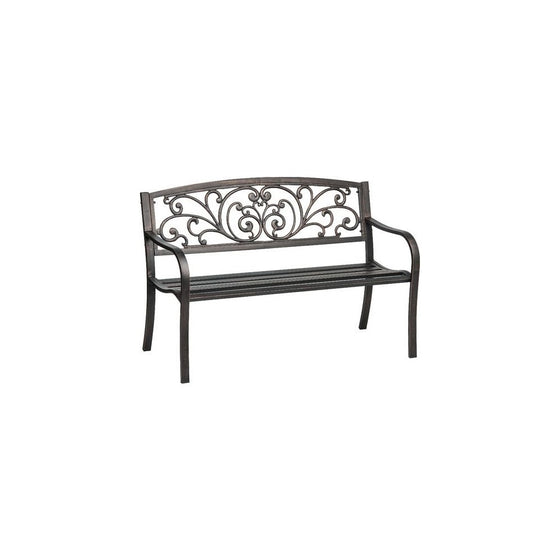 Mosaic Powder Coated 33.5 x 24 x 50.5-Inch Cast Iron Outdoor Patio Bench with Ivy Design Backrest, Black