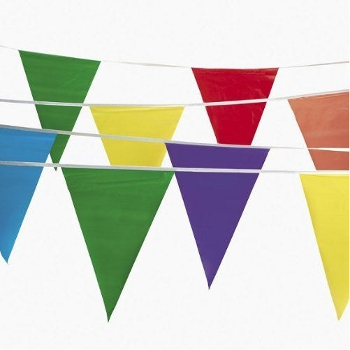 500 feet Multi Colored Pennant Flags Banners (Pack of 5, 100 feet pennants)