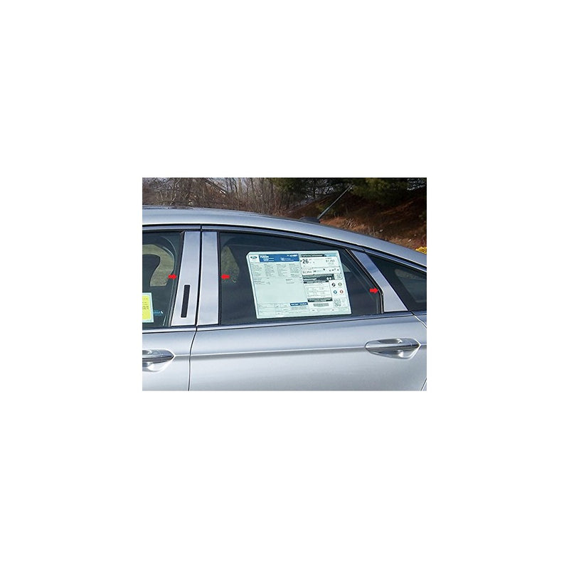 QAA FITS FUSION 2013-2018 FORD (6 Pc: Stainless Steel Pillar Post Trim Kit w/keyless entry access, 4-door) PP53391