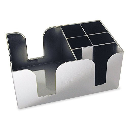 Co-Rect Plastic Bar Caddy with 6 Compartments, Chrome