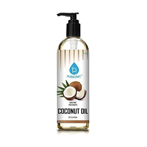 Pursonic 100% Pure Fractionated Coconut Oil, 16oz Oil for Massages, Therapeutic Recipes & Essential Oils