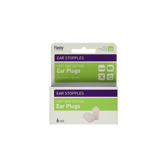 Flents Ear Stopples Wax-Cotton Ear Plugs 6 Pairs (Pack of 4)