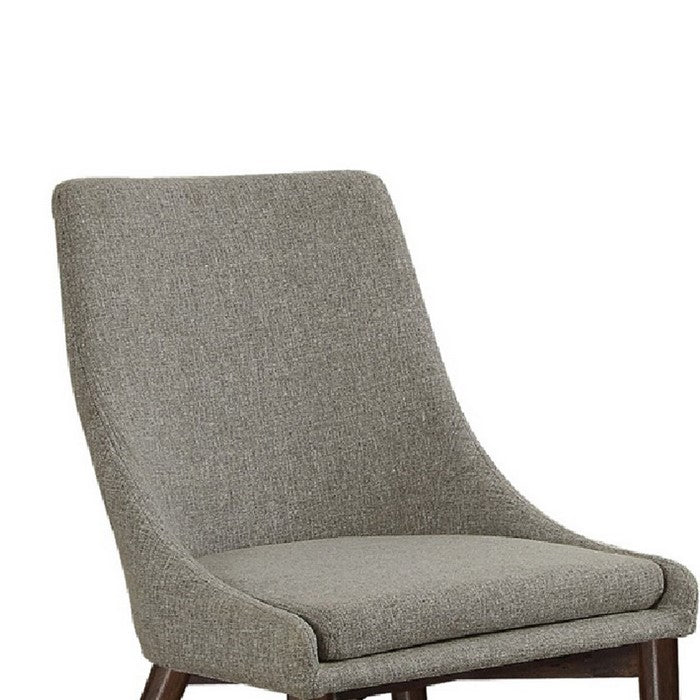Wooden Side chair With Fabric Upholstered Seat And Backrest, Gray & Brown, Set of 2
