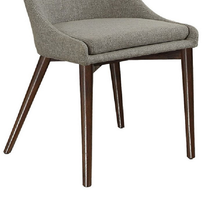 Wooden Side chair With Fabric Upholstered Seat And Backrest, Gray & Brown, Set of 2