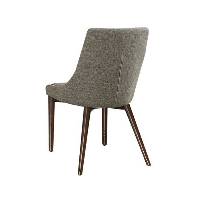 Wooden Side chair With Fabric Upholstered Seat And Backrest, Gray & Brown, Set of 2