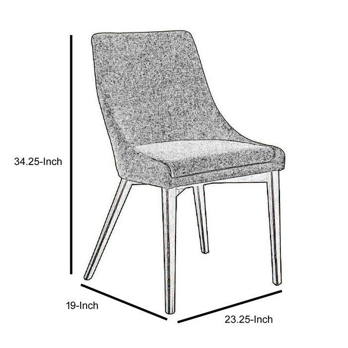 Wooden Side chair With Fabric Upholstered Seat And Backrest, Gray & Brown, Set of 2