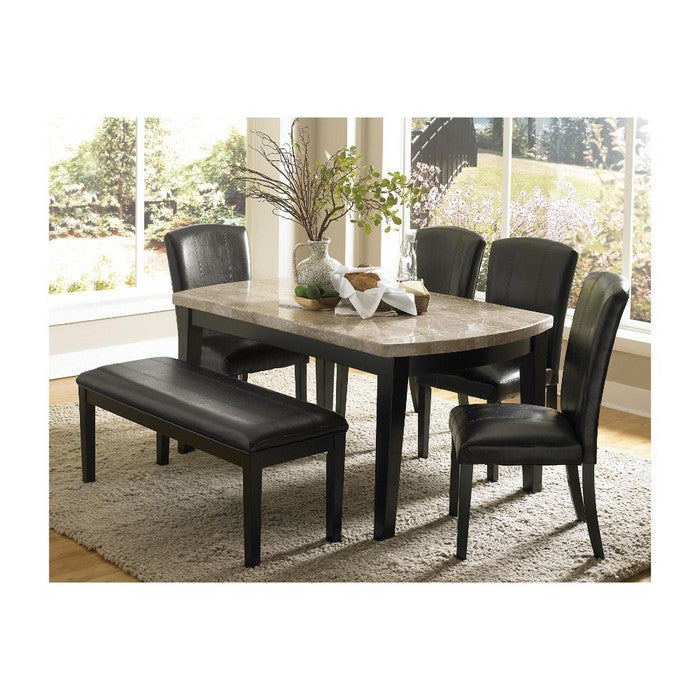 Wooden Bench With Padded Leatherette Seat, Dark Espresso Brown