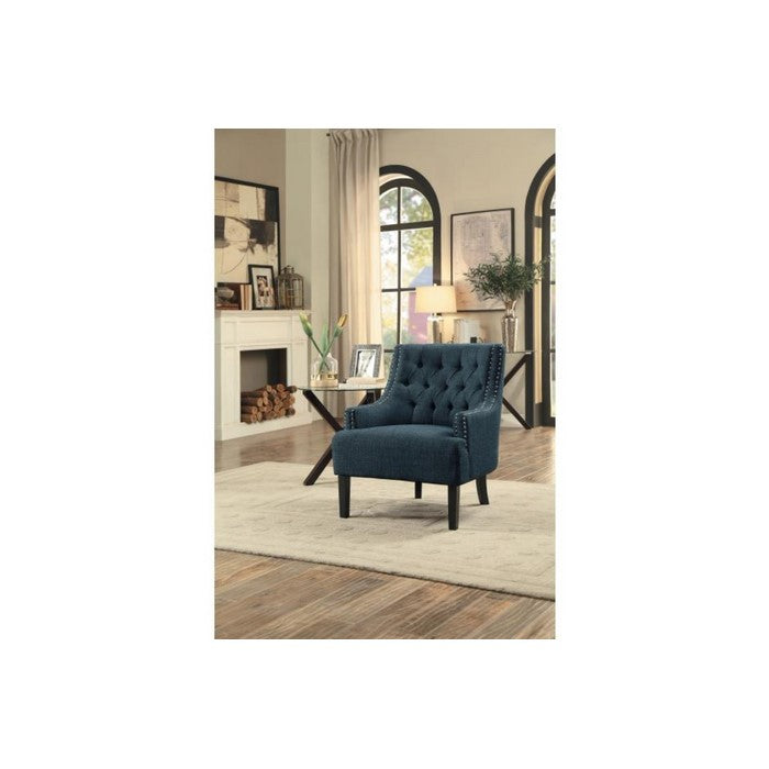 Accent Chair With Tufted Back, Indigo Blue