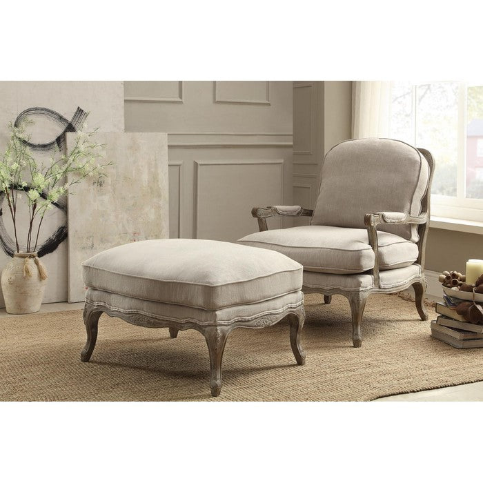 Wooden Accent Chair With Reversible Cushion Seat In Beige
