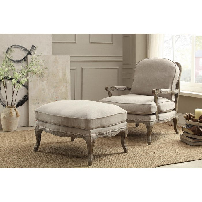 Wooden Ottoman With Reversible Cushion Seat In Cream