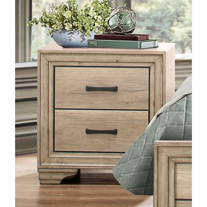 Wooden Night Stand With 2 Drawers In Brown
