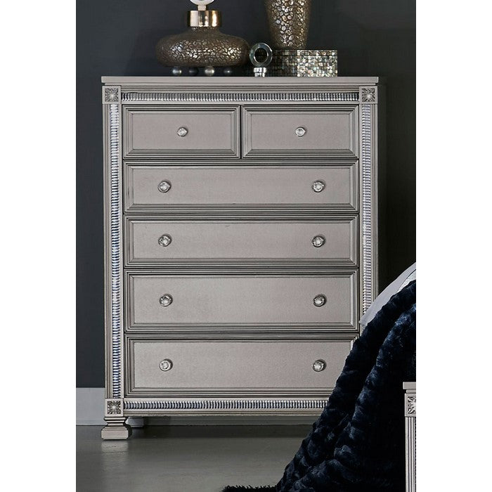 Wooden Chest With 6 Drawers In Sliver