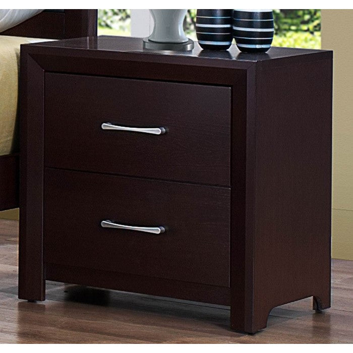 Wooden Night Stand with 2 Drawers Espresso Brown