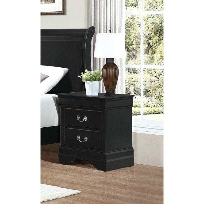 Wooden Night Stand With 2 Drawers Black