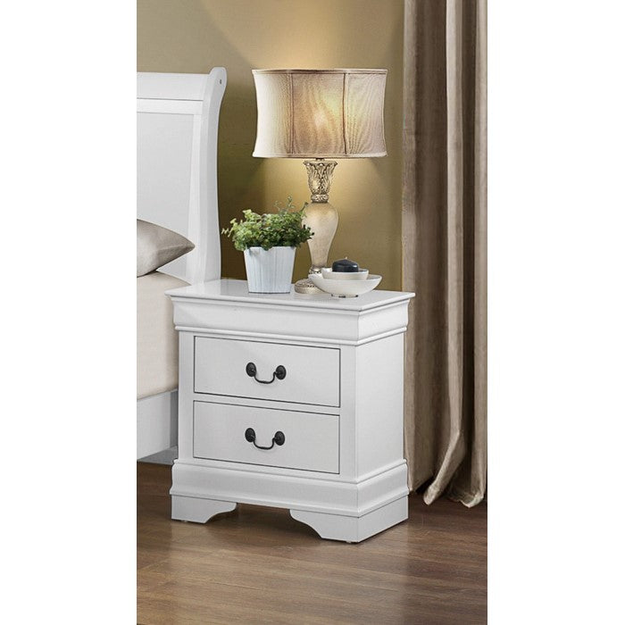 Wooden Night Stand With 2 Spacious Drawers White