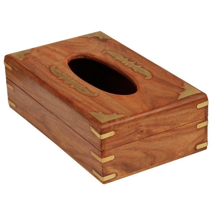 Benzara Handmade Wooden Tissue Box Cover/Napkin Holder/Paper Dispenser, Brown
