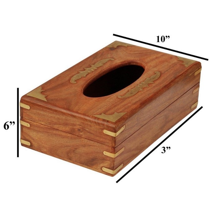 Benzara Handmade Wooden Tissue Box Cover/Napkin Holder/Paper Dispenser, Brown