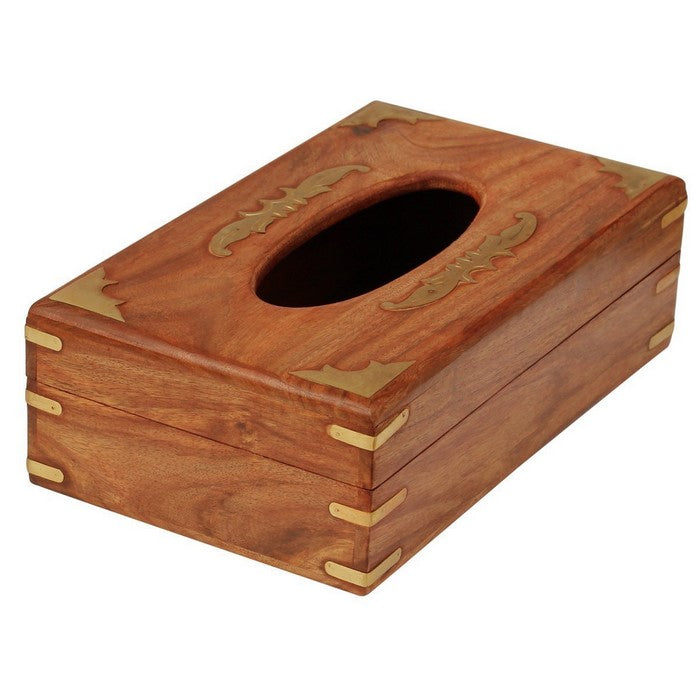 Benzara Handmade Wooden Tissue Box Cover/Napkin Holder/Paper Dispenser, Brown