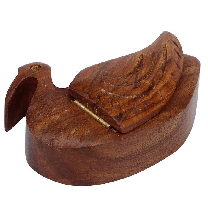 Benzara Hand carved Duck Figurine Jewelry Storage Box/Trinket Box, Brown