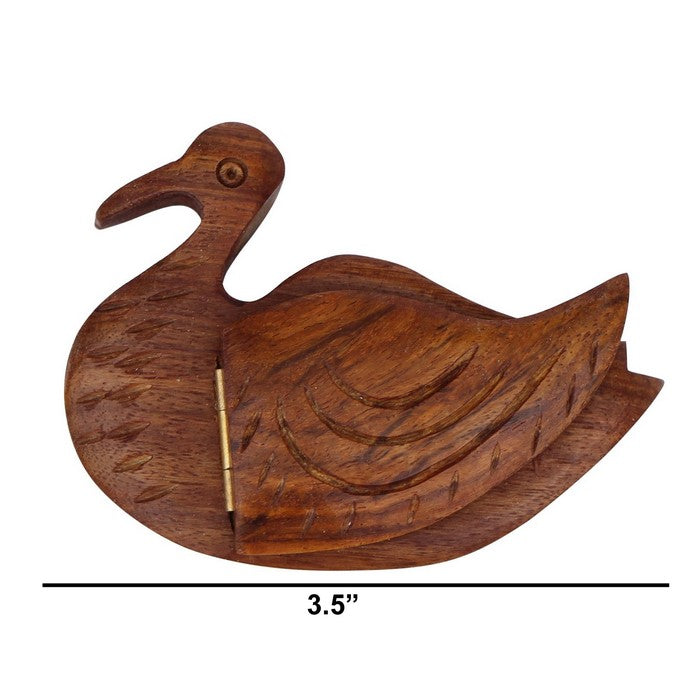 Benzara Hand carved Duck Figurine Jewelry Storage Box/Trinket Box, Brown