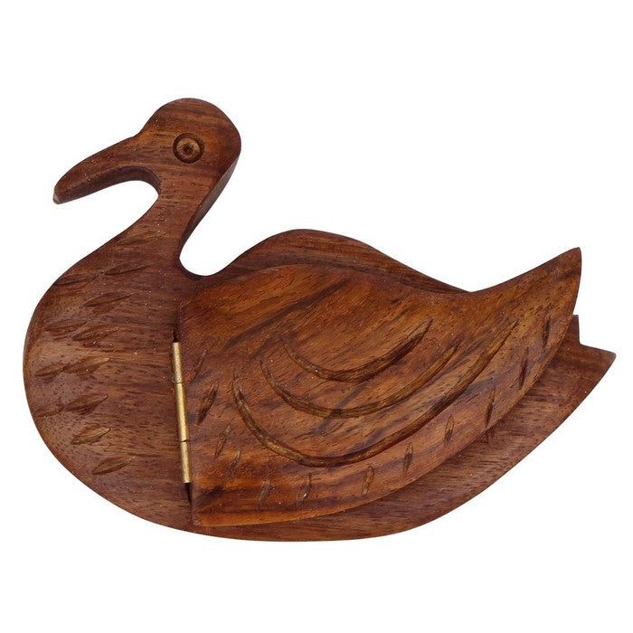 Benzara Hand carved Duck Figurine Jewelry Storage Box/Trinket Box, Brown