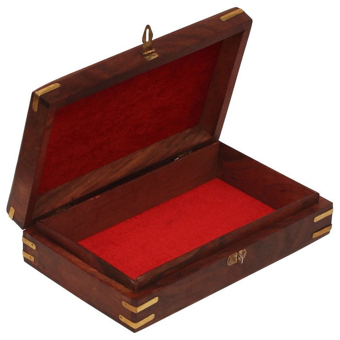 Benzara Handcrafted Floral Carving Jewelry Storage Box/Trinket Box, Brown