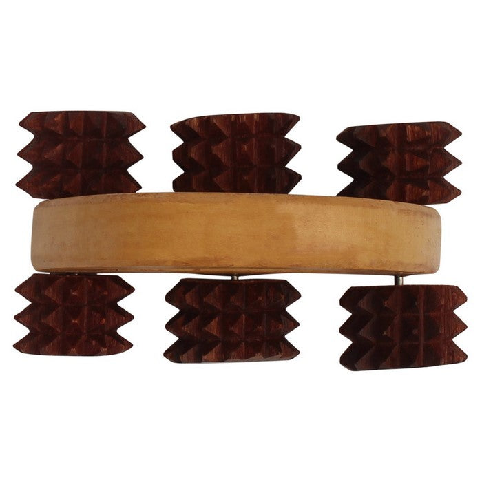 Benzara Wooden Wheel Massage Roller/Stress and Pain Reliever, Brown