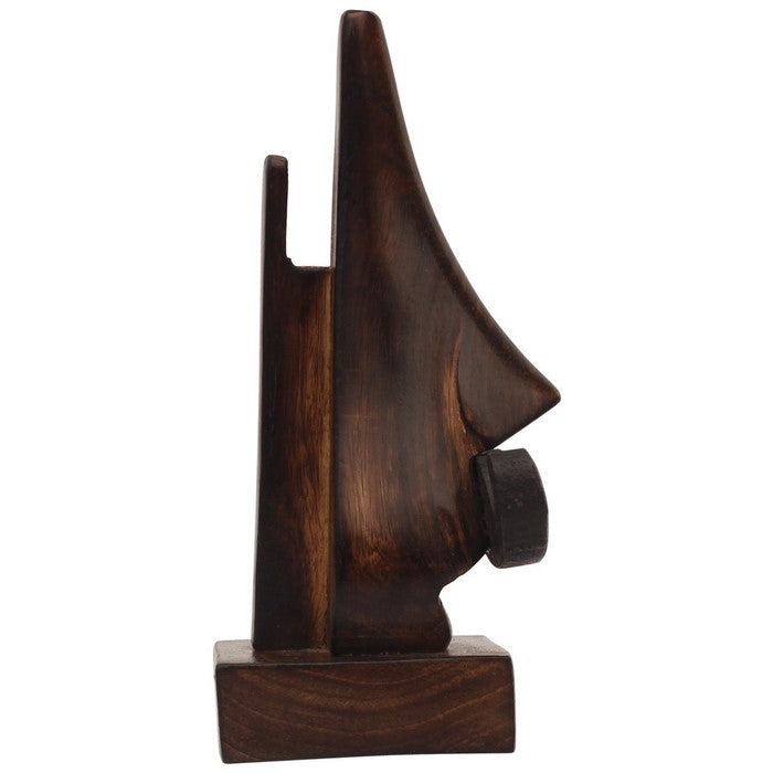 Benzara Hand Carved Wooden Nose Shaped Spectacle Holder With Mustache, Brown