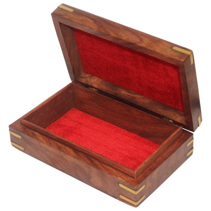 BenzaraDecorative Wooden Jewelry/ Trinket Box With Brass Elephant Inlay , Brown