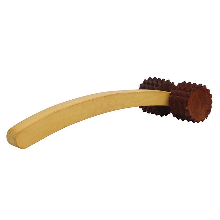Benzara Acupressure wooden massager with two wheels, Brown