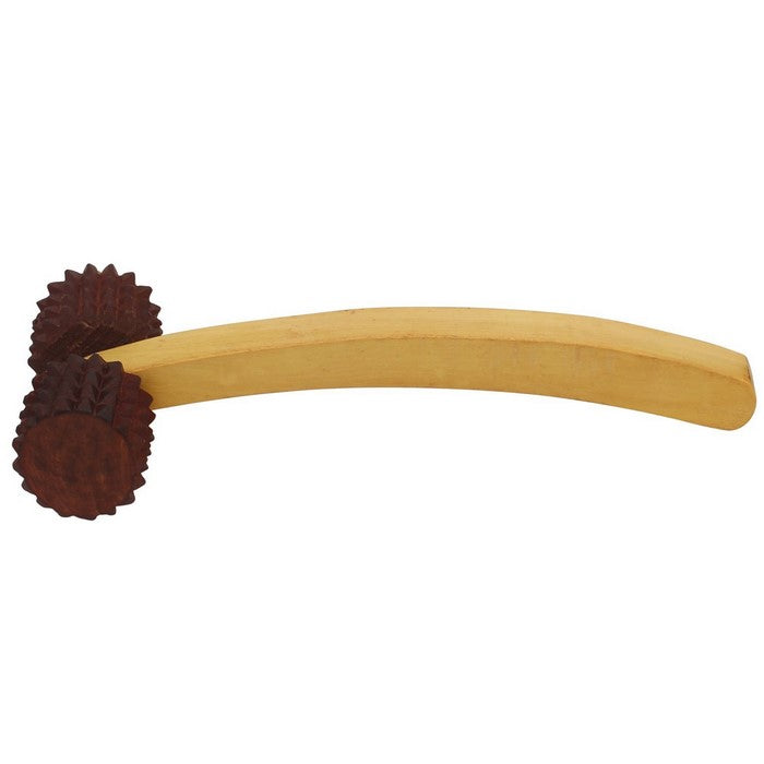 Benzara Acupressure wooden massager with two wheels, Brown