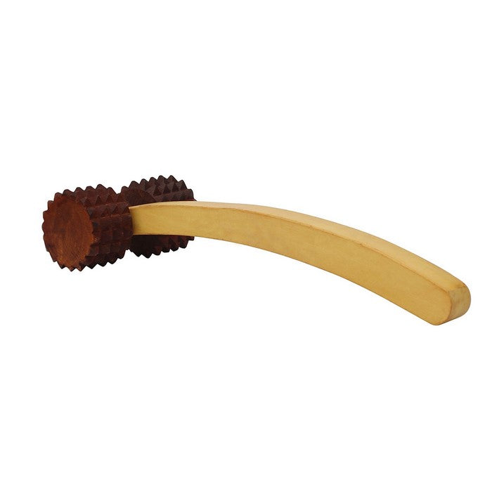 Benzara Acupressure wooden massager with two wheels, Brown