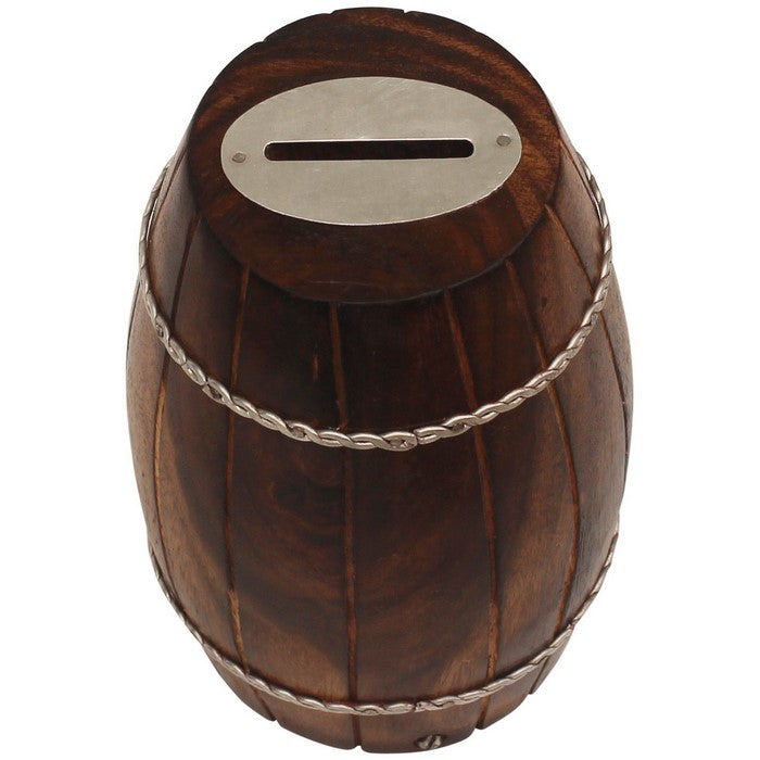Benzara Antique Wooden Piggy Coin Bank for kids and adults, Brown