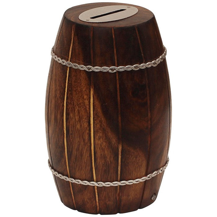 Benzara Antique Wooden Piggy Coin Bank for kids and adults, Brown