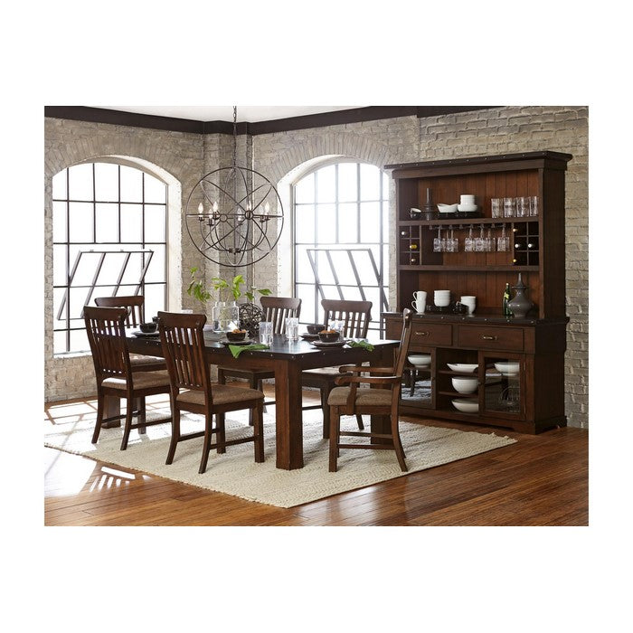 Wood & Fabric Dining Side Chair With Curved Slat Back, Burnished Brown, Set Of 2