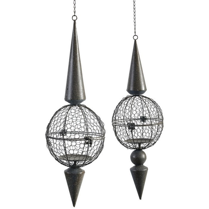Metal Tealight Holders , Set of 2, Gray