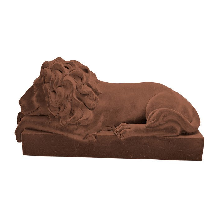8.7 Inches Polyresin Sleeping Lion on Bar Sculpture, Brown
