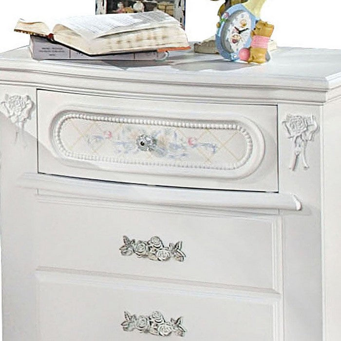 Wooden Nightstand With 3 Storage Drawer, White