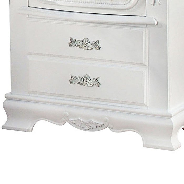 Wooden Nightstand With 3 Storage Drawer, White