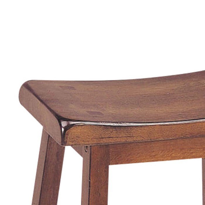Wooden Stools With Saddle Seat, Walnut Brown, Set of 2