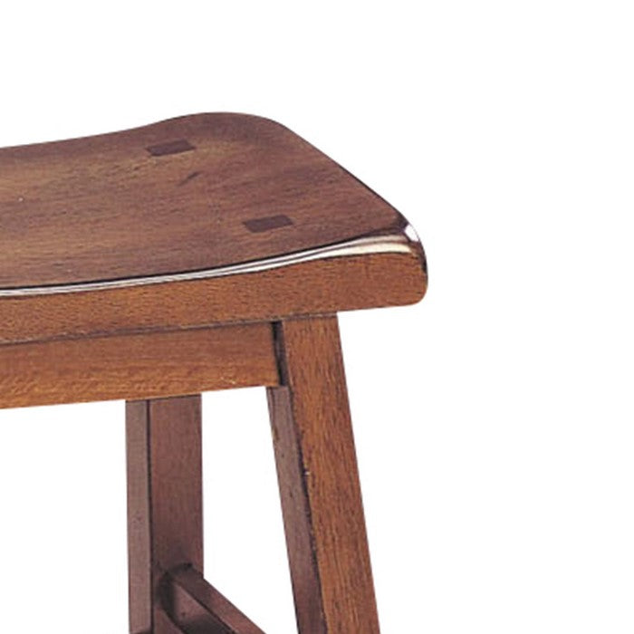 Wooden Stools With Saddle Seat, Walnut Brown, Set of 2