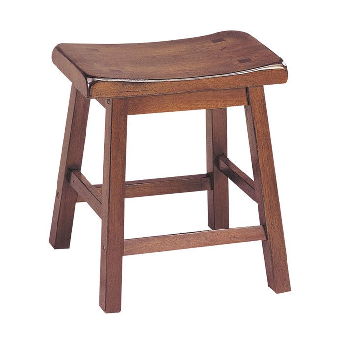 Wooden Stools With Saddle Seat, Walnut Brown, Set of 2