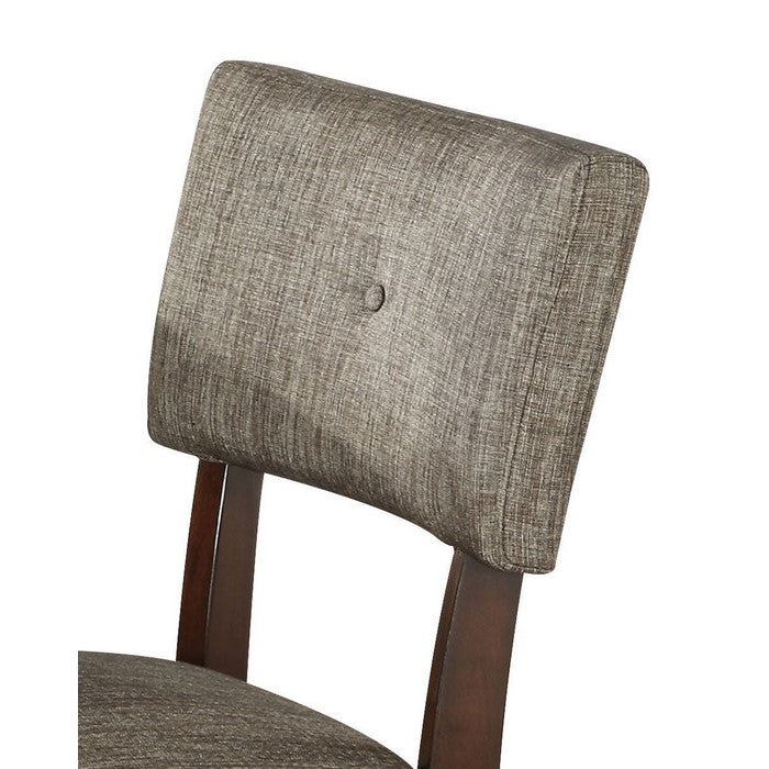 Wooden Side Chair , Grey Fabric, Set Of 2