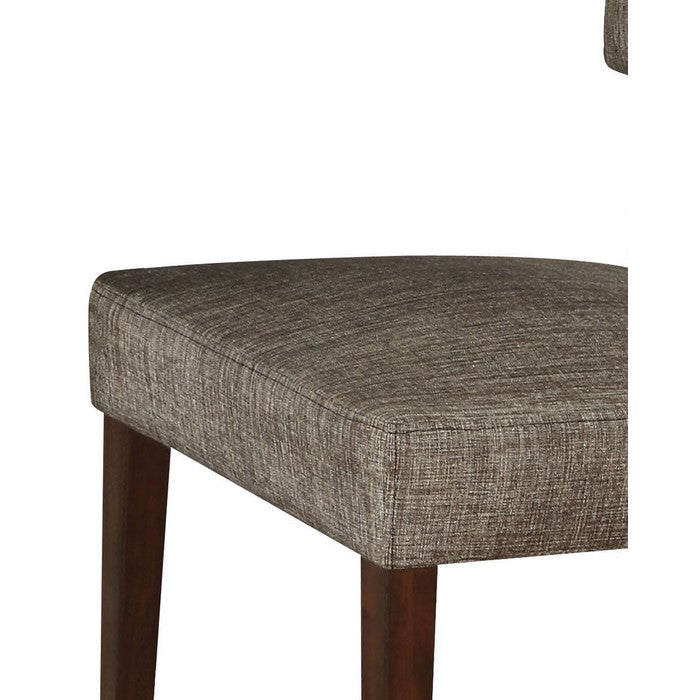 Wooden Side Chair , Grey Fabric, Set Of 2